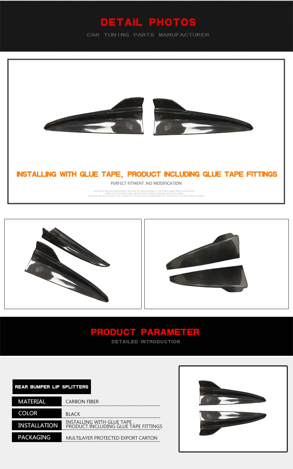 W205 Rear Bumper Splitters For Mercedes-Benz C Class W205 Sport C43 AMG Coupe Sedan- Car Rear Splitters Spoiler