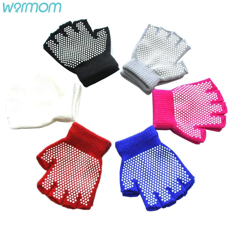 

Warmom Children's Warm Winter Outdoor Sports Handguards Non-slip Little Particles Half-finger Knitted Gloves