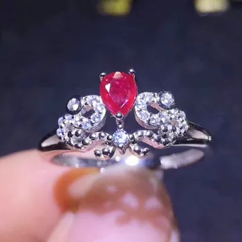 

Per jewelry Natural real ruby crown ring Free shipping 0.5ct gemstone 925 sterling silver Fine jewelry S9122511