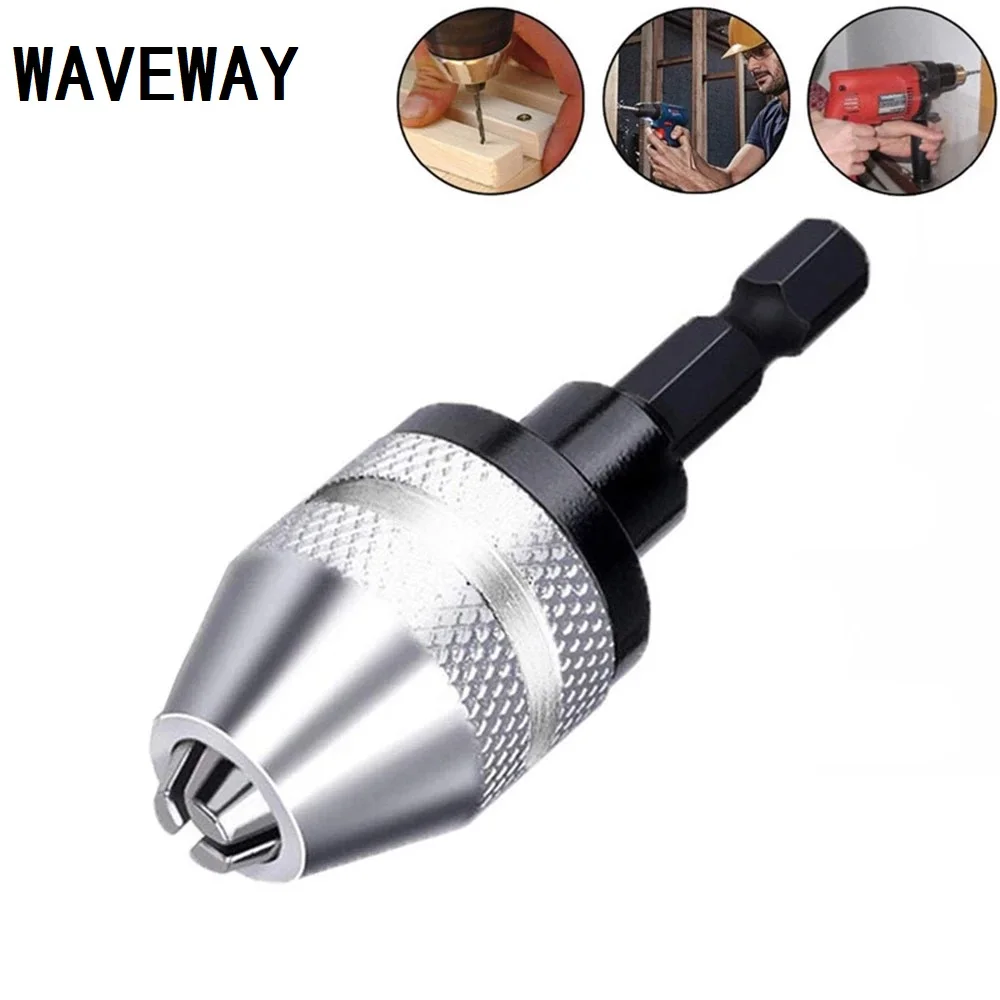 

WAVEWAY Keyless Drill Chuck 0.3-3mm Conversion Tool 1/4" Hex Shank Quick Change Adapter Chuck for Electric Drill