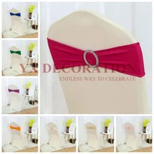 100 шт./партия, акриловая Пряжка, лайкра, лента, спандекс, пояс на стул для банкета, свадьбы, украшения чехлов на стул