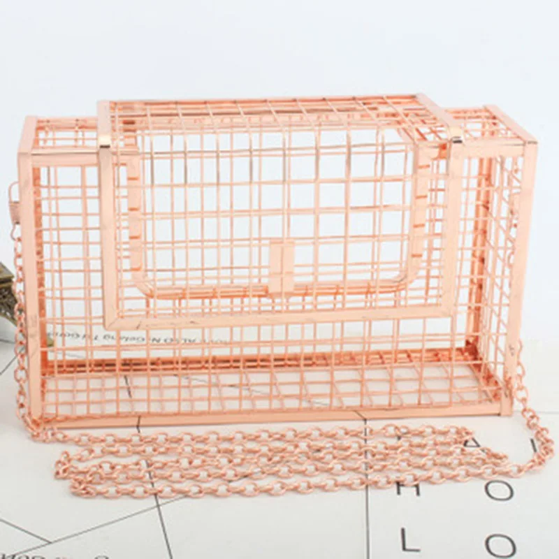 Rose Gold Сумка с цепочкой через плечо, вечерняя сумочка, металлические полые клатчи, вечерние сумки O66 - Цвет: Rose Gold