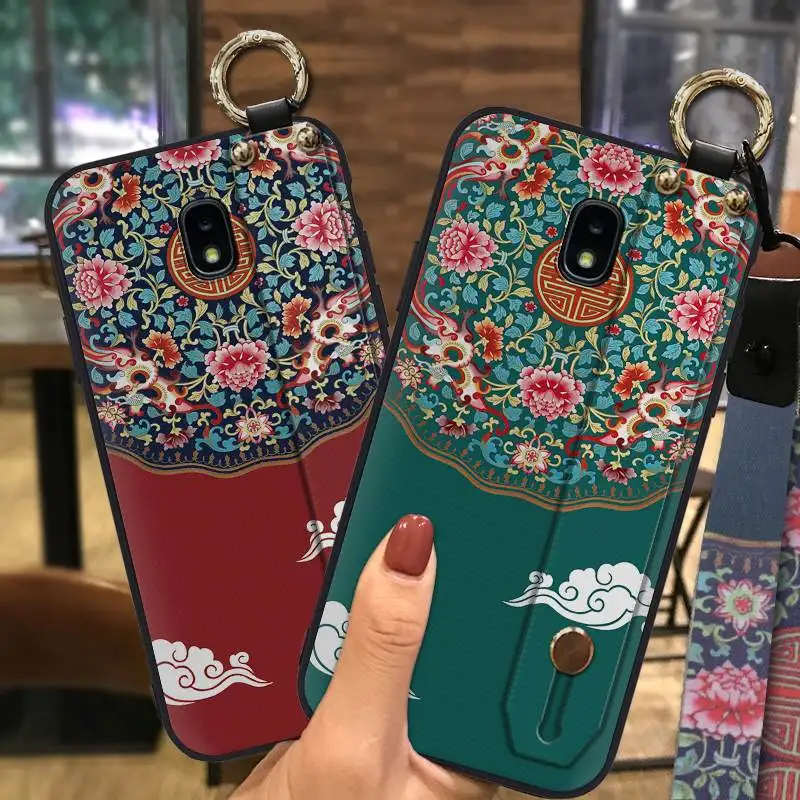 Тонкий окрашенный китайский стиль наручный ремешок для телефона чехол Samsung Galaxy J7