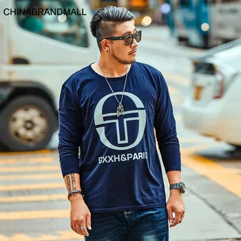

Big size Men's Wear super Fat Man Plus Fat Plus Fat Leisure Loose Printing Long Sleeve T-shirt Season