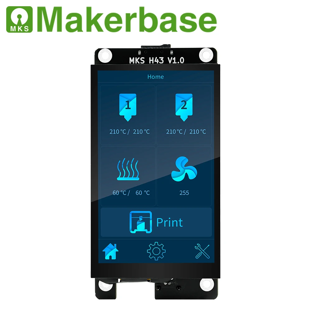 Peças de Impressora Controlador de Exibição Capacidade da Tela Toque para Marlin2.x Makerbase Inteligente 4.3 Polegada Ips Lcd 800*480 hd Mks H43 V1.0 3d - Imagem 2
