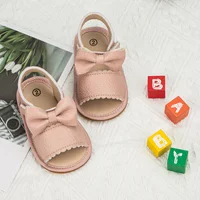 Infant Baby Shoes Girl Shoes New Summer Girl Sandals PU Leather Bowknot Rubber Sole Anti-Slip Newborn First Walker Crib Shoes 2