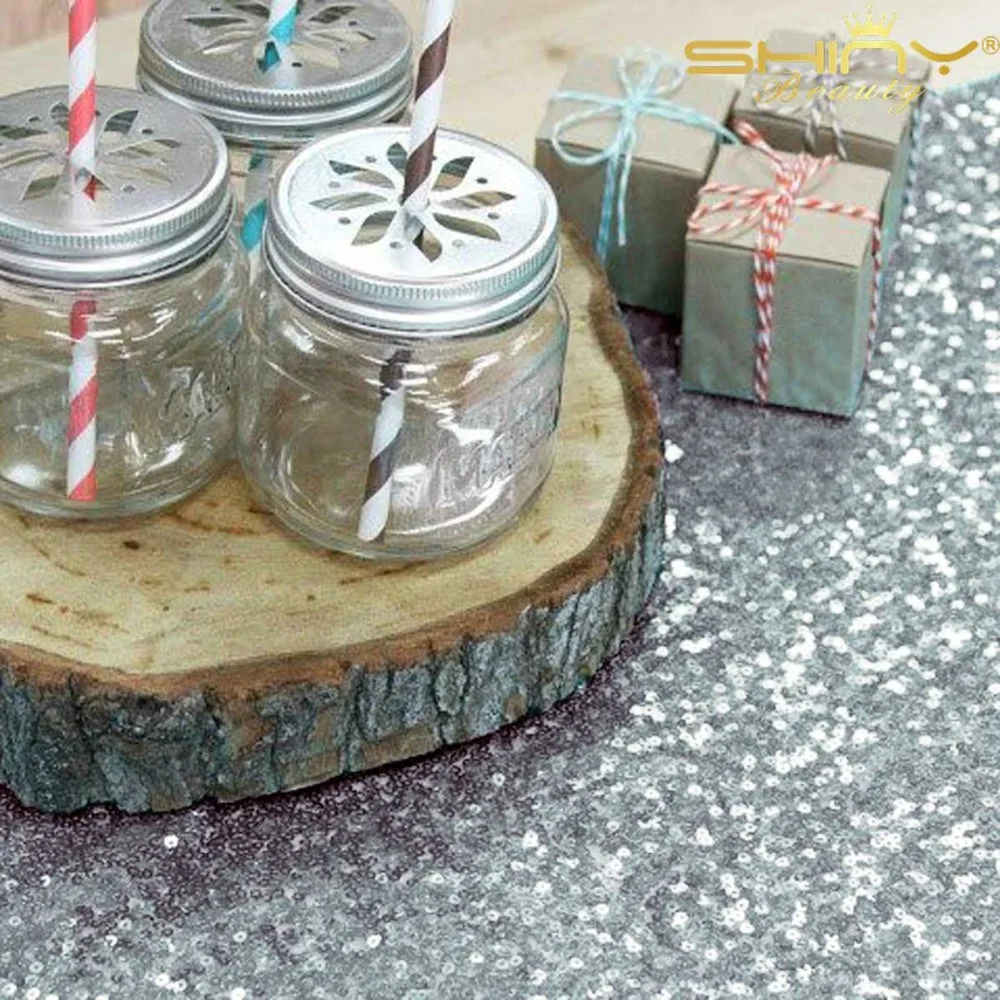 Блесток Настольная дорожка, 12 72 дюйма-Серебряный Bling Настольная дорожка для свадьбы/отеля/вечерние Декор