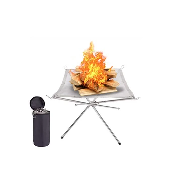 Dropshipping Portable Outdoor Fire Pit Collapsing Steel Mesh Stand Perfect for Camping Backyard and Garden With Carrying Bag 3