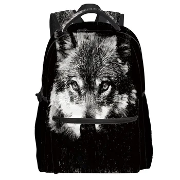 

Wolf Animal Black White Backpack College Students Wear Resistance Laptop Backpack Book Bag Casual Sports Bags School Bag