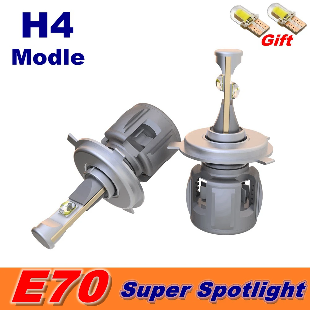 Супер прожектор E70 светодиодный авто лампы H7 H4 H11 H1 9012 D1S D2S D3S D4S 9012 9005 9006 HB3 HB4 H8 H9 ампулы турбинный вентилятор 6000K 12V
