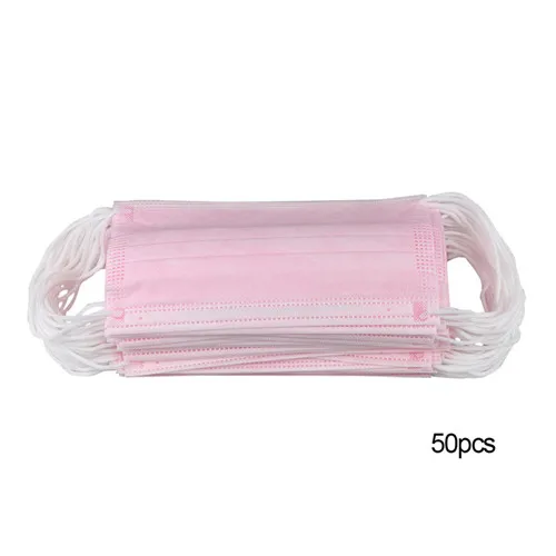 pink 50Pcs 50 шт./упак. нетканые одноразовые маски для лица 2 Слои медицинский стоматологический ушной активированный уголь Анти-пыль лицо хирургические маски - Цвет: pink 50Pcs