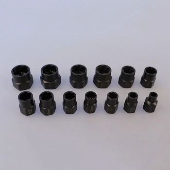 

13pcs Damaged Nut Bolt Remover Stud Extractor Socket Set High Hardness Metal