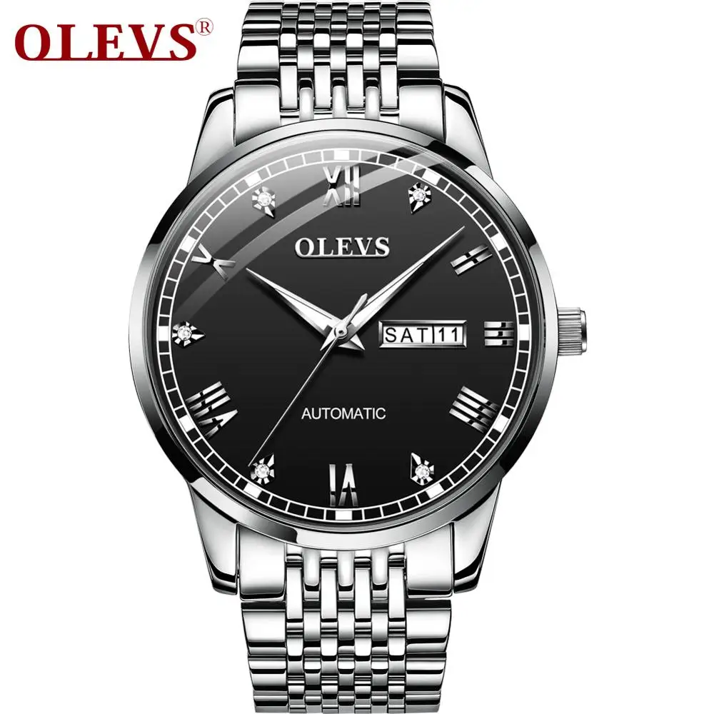 

OLEVS Business Mechanical Watch Men Stainless Steel Strip Waterproof Automatic Watch For Men Luminous Calendar Automatic Watches