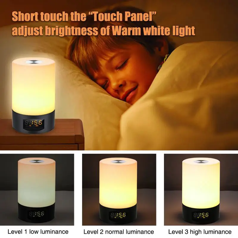 

Sunrise Alarm Clock - Digital LED Clock FM Radio for Bedrooms - Multiple Nature Sounds Sunset Simulation & Press Control - wit