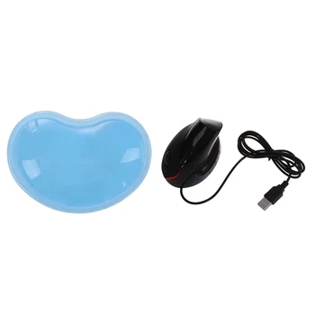 

1 Pcs Blue Gel Wavy Mouse Pad Wrist Rest & 1 Pcs USB Mouse Vertical Ergonomic Vertical Mouse 1000 DPI LED