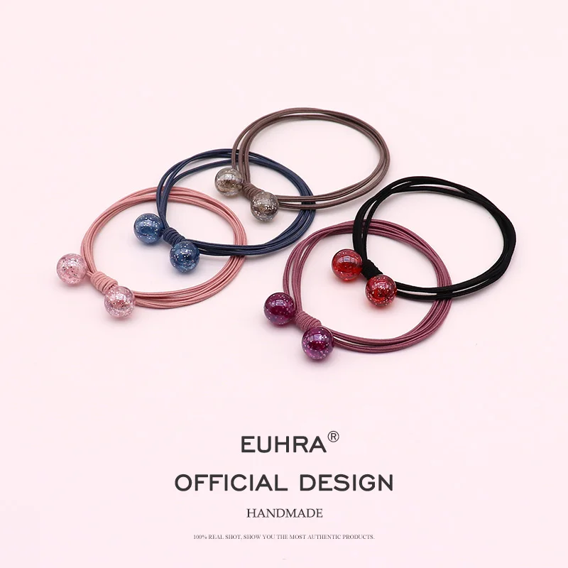 EUHRA, 5 цветов, Кристальные бусины, эластичный браслет, резинки для волос, женские резинки для волос, аксессуары для волос для девочек