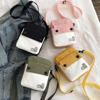 

Spring new Korean fashion canvas bag female fashion wild one-shoulder messenger small square bag change small bag female
