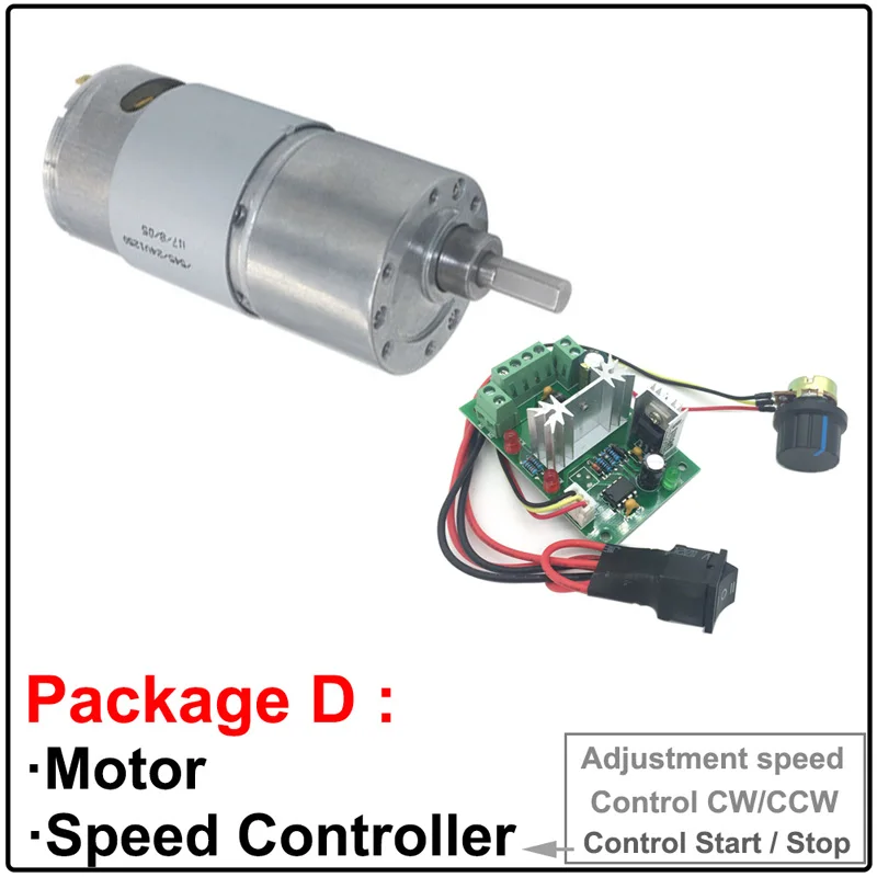 1 Pz 25mm DC 12V 25GA 370 Motori a Ingranaggi in Metallo a Bassa velocità per Chiusura Elettronica con Encoder Albero Robot RC (12V 10RPM
