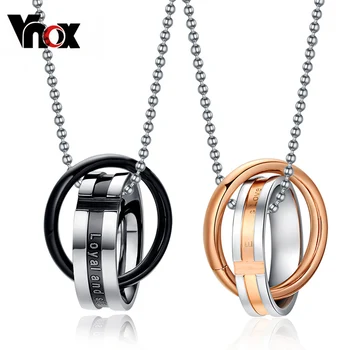 

Vnox Endless love couple necklace pendant stainless steel double loop couples for wedding christmas jewelry