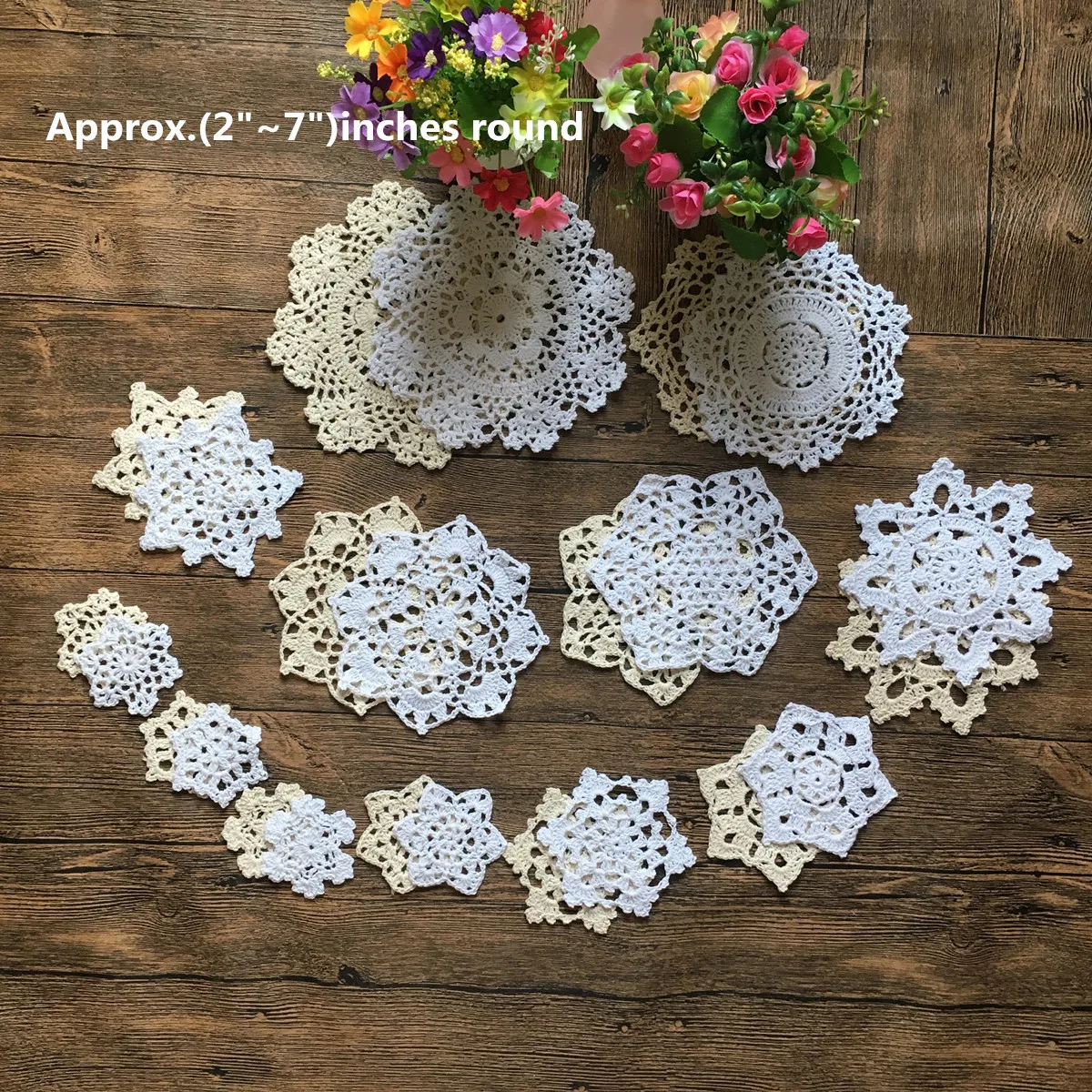 24 винтажные кружевные крючком мотивы мини Doilies 7 18 см свадебное украшение