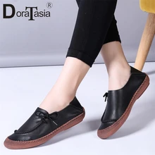 DORATASIA/Новинка; модная женская обувь из натуральной кожи на плоской подошве; женские повседневные Мягкие Водонепроницаемые Мокасины с закрытым носком; женские лоферы с бантом; прошитая женская обувь