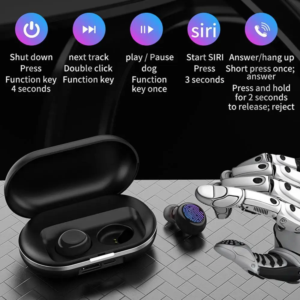 TWS Беспроводные Bluetooth 5,0 наушники стерео Buetooth гарнитура AI управление Bluetooth 5,0 гарнитура для смартфона