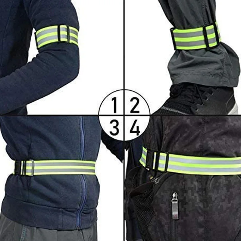 Safety Reflective Arm Wrist Band Belt Strap Sports Night Running Cycling Reflective Arm Band reflective straps reflective waist belt