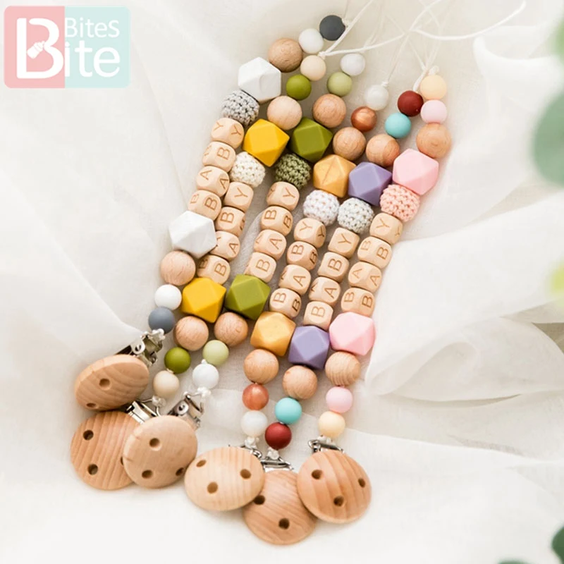 

1PC Baby Teething Toy Pacifier Chain Wooden Teething Clips Rodent Silicone Pacifier Pendant Tiny Rod Chew Teether Children Goods