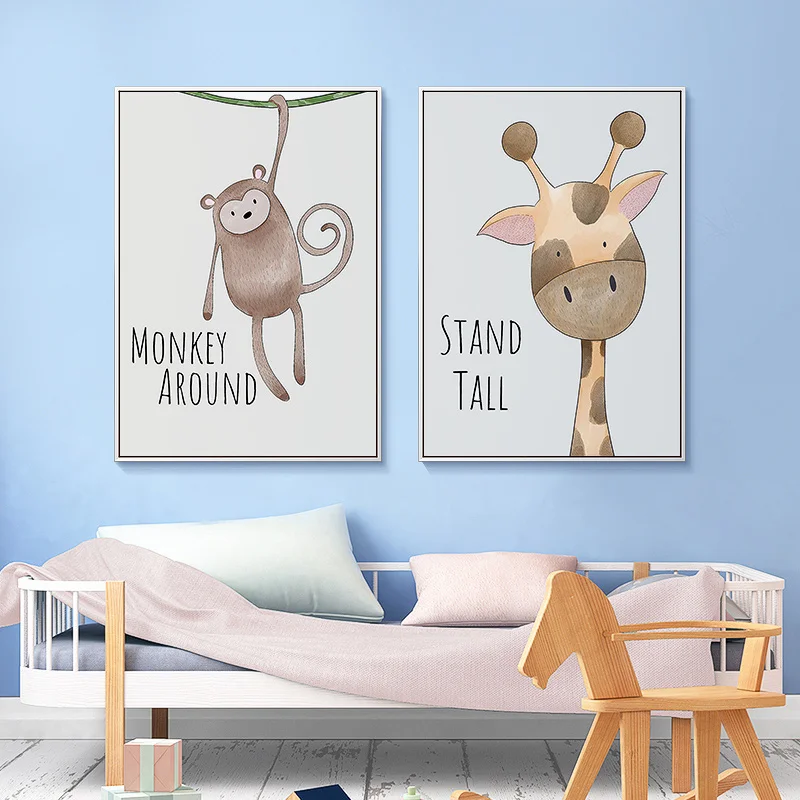 Cute-Cartoon-Animal-Dinosaur-Pictures-Be-Brave-Be-Strong-Letters-Kid-s-Room-Kindergarten-Canvas-Painting (2)