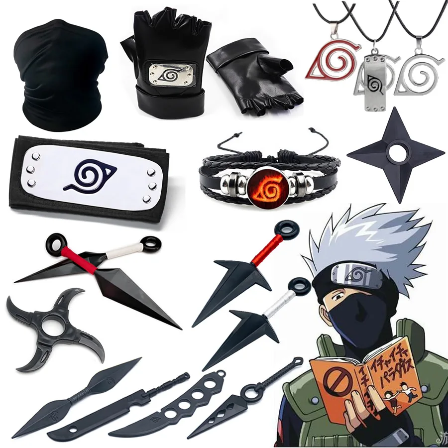 5 шт. аксессуары для косплея искусственного аниме Kakashi Kunai перчатки маска ниндзя