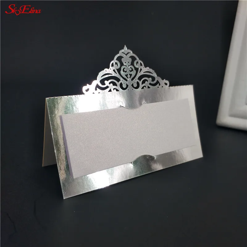 bright silver Декор для вечеринки в честь Дня рождения Место карты Лазерная резка 10/50/100 шт полых с узором «сердце»; Форма свадебное мероприятие именные карточки на стол 6z - Цвет: bright silver
