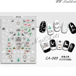 1Pcs Winter Christmas Nail Art Decoration Sticker Embossed Charms Snowflakes Christmas Nail Stickers With Glitter Manicure