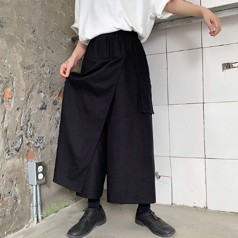 spring and summer men s new style work clothes casual jeans loose harem trousers student korean fashion legged pants boy s Men's trousers spring and autumn loose waist loose bell-bottom culottes men's casual trousers and kimono large harem style