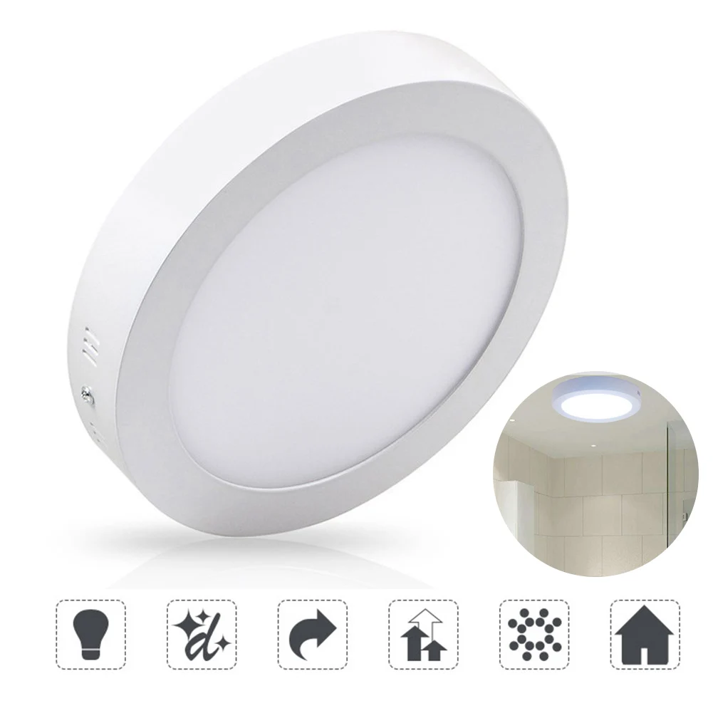 

Down Surface Mounted Kitchen Bathroom Ceiling Round Flat Panel Led
