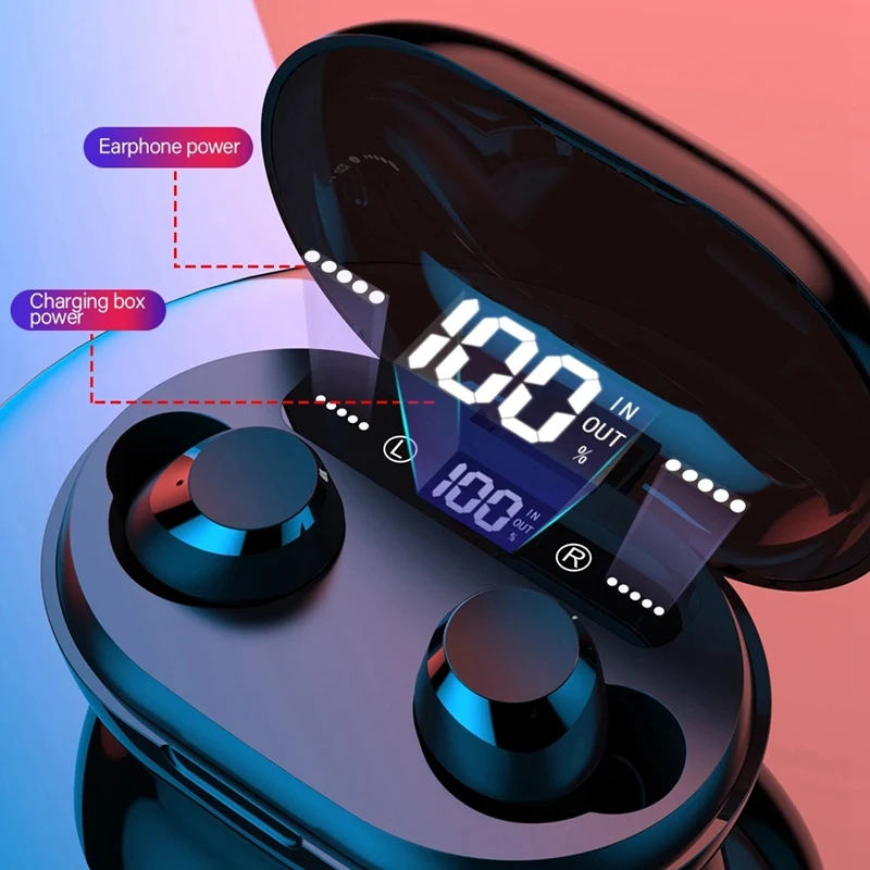 C8S Tws Bluetooth 5,0 наушники 6D стерео беспроводные наушники Водонепроницаемая гарнитура со светодиодным дисплеем зарядная коробка