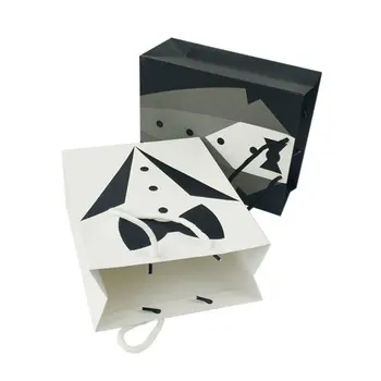 

Hot 1pcs Paper Gift Bags Wedding Decoration Cosmetics Paper Tote Bag Groom Tuxedo White Shirt Handbag Party Shopping Packing Bag