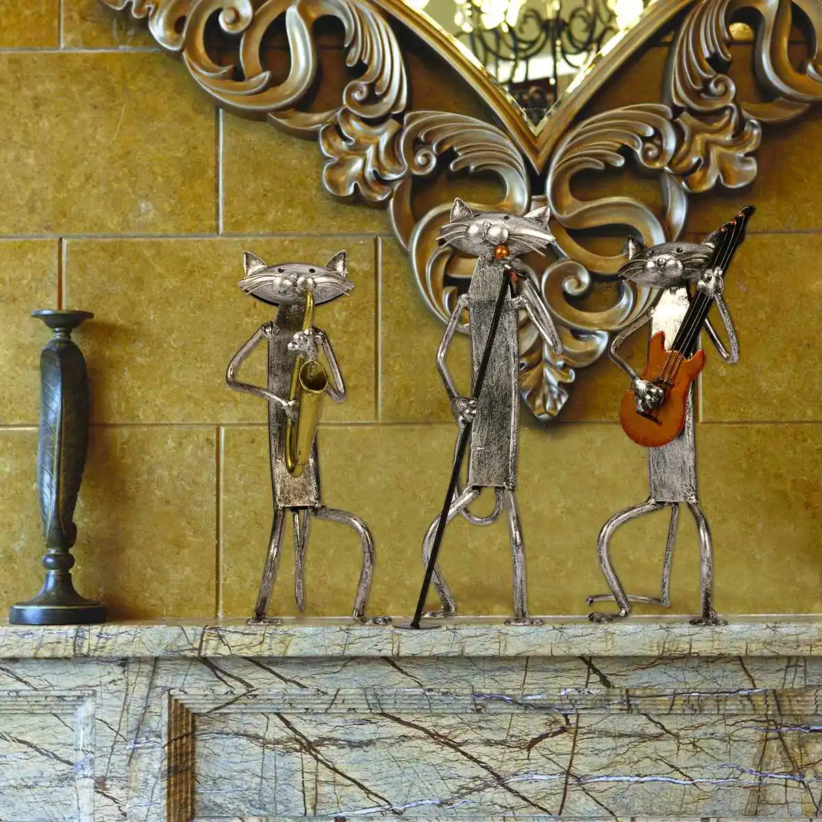 Металлическая скульптура tooarts поделки для декорирования интерьера игры саксофон кошка предметы домашней мебели ремесла