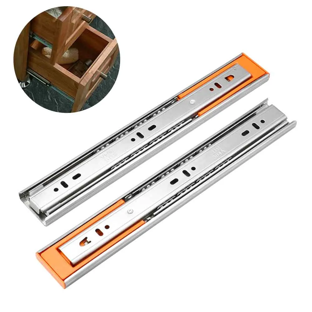 

Home Cupboard Hardware Accessories Drawer Slide Stainless Steel Cabinet Durable Tool With Damper Rails Three Section Soft Close