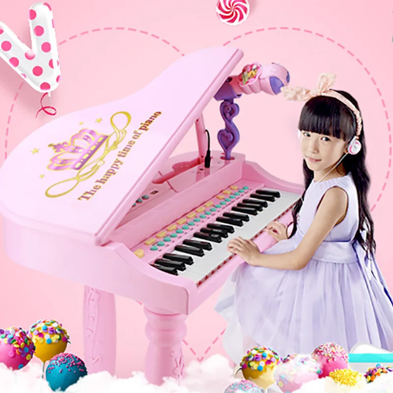 

Children Early Childhood Music Electronic Keyboard GIRL'S Educational Toy Model Multi-functional Small Piano with Microphone Hea