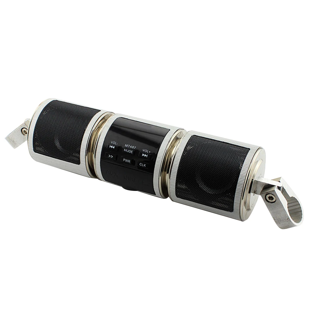 Золотая Водонепроницаемая MT487 Колонка для мотоцикла Bluetooth V2.1+ EDR аудио плеер стерео динамик fm-радио AUX USB TF MP3 плеер - Цвет: silver