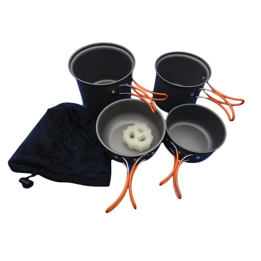 Double Set Cup 1-2 People Camping Barbecue Set Pot Camping Tableware