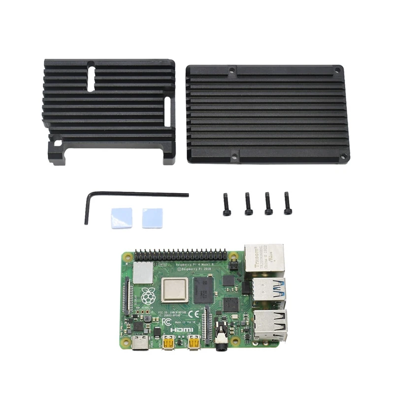 Для Raspberry Pi 4B 4G Оперативная память DIY Kit Поддержка 2,4/5,0 ГГц WI-FI Bluetooth 5,0 с Алюминий CNC сплав защитный чёрный чехол 5V 3A