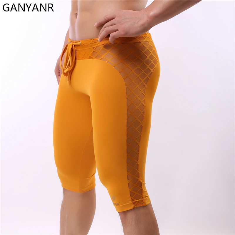 Men Running Tights Compression Gym Leggings Fitness Basketball Jogging Training Athletic Yoga Shorts Workout