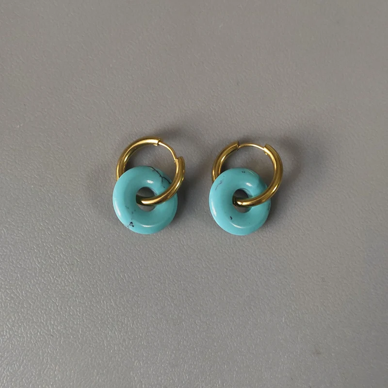 Pendientes clásicos de piedra para mujer, aretes de acero inoxidable, coloridos, kolczyki, accesorios únicos, Moda, 2021