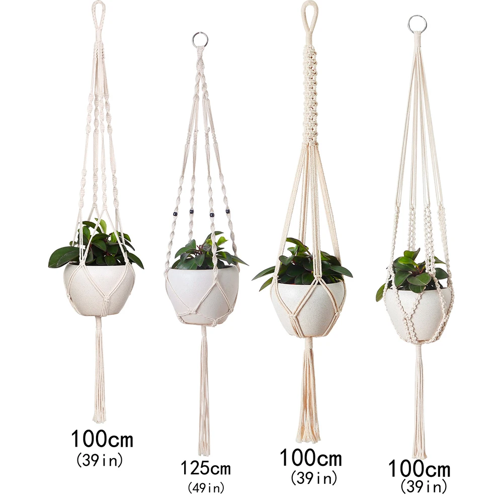 Macrame Plant Hanger Baskets Flower Pots Holder Balcony Wall Hanging Planter Decor Knotted Lifting Rope Home Garden Supplies