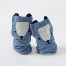 4 пар/лот, осенне-зимние нескользящие носки для детей, чёсаный хлопок, детские носки с милыми животными, обувь для маленьких девочек