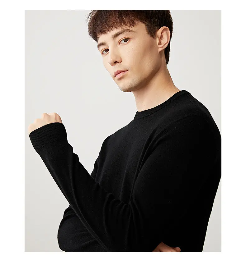 6Colors Sweater Pullovers Men 100% Merino Wool Sweater Jumpers Man Winter Warm Mercerizing Fleece Sheep woolen Male knitwear 4XL 05