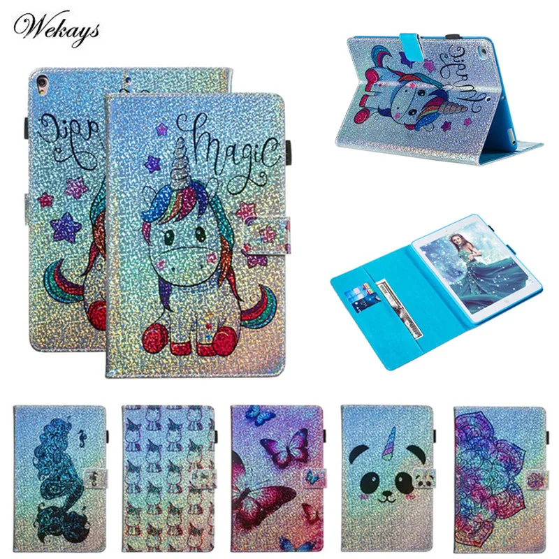 Wekays For Apple Ipad Air Ipad 5 A1474 A1475 A1476 Cartoon Unicorn Glitter Case For Ipad Air Ipad5 Tablet Cover Cases Fundas