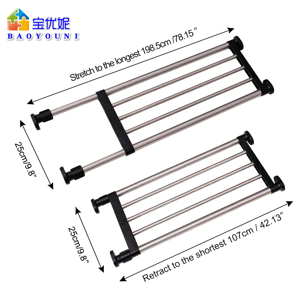 Baoyouni Expandable Closet Tension Shelf Rod Organizer Storage Rack