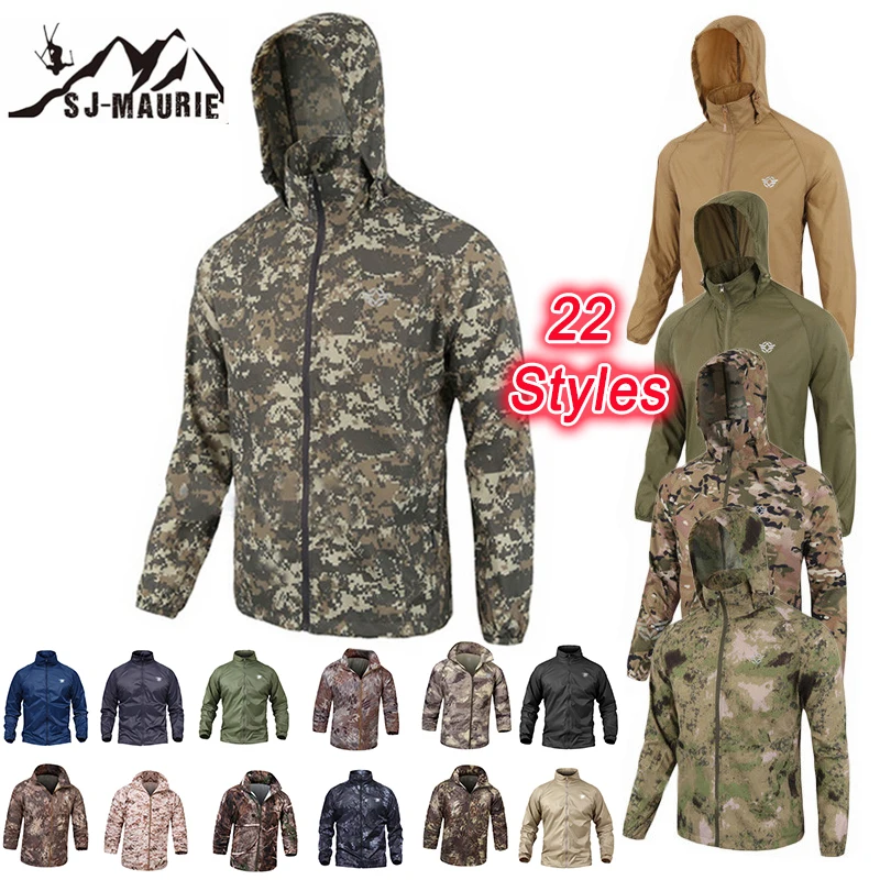 

Waterproof Windbreaker Mens Hunting Jackets Outdoor Tactical Hiking Hunting Jack Quick-dry Skin Cloth Camouflage Anti-UV Coat